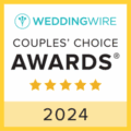 WeddingWire Couples' Choice Awards 2024 badge with a five-star rating.