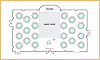 Floor plan diagram showing circular tables arranged around a central dance floor.