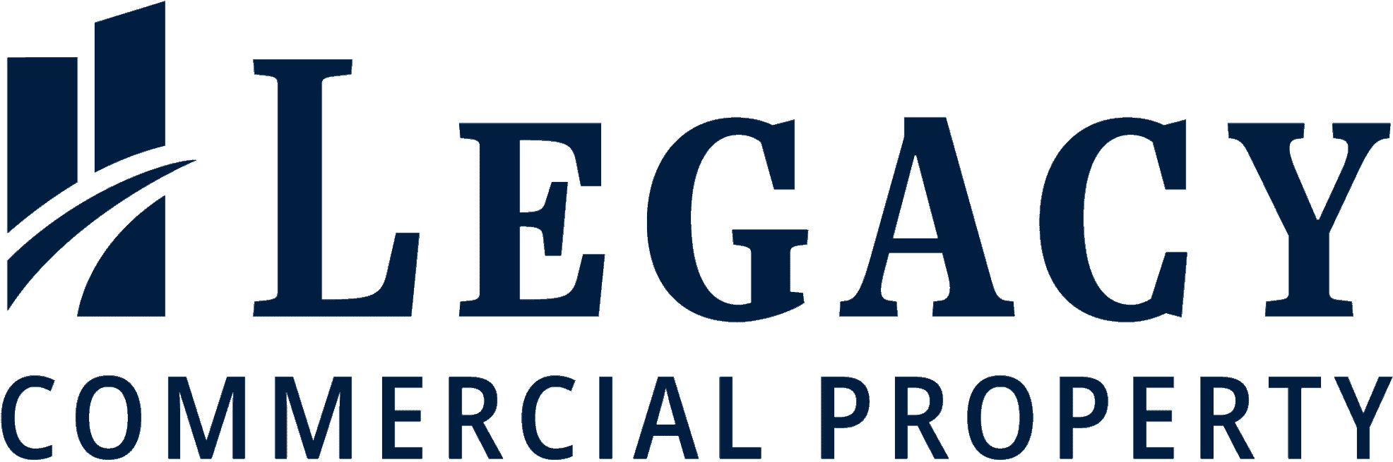 Logo of Legacy Commercial Property featuring a stylized building and the company name in bold blue letters.