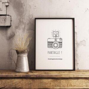 Une affiche pour que vos invités taguent leurs photos du mariage sur Instagram.