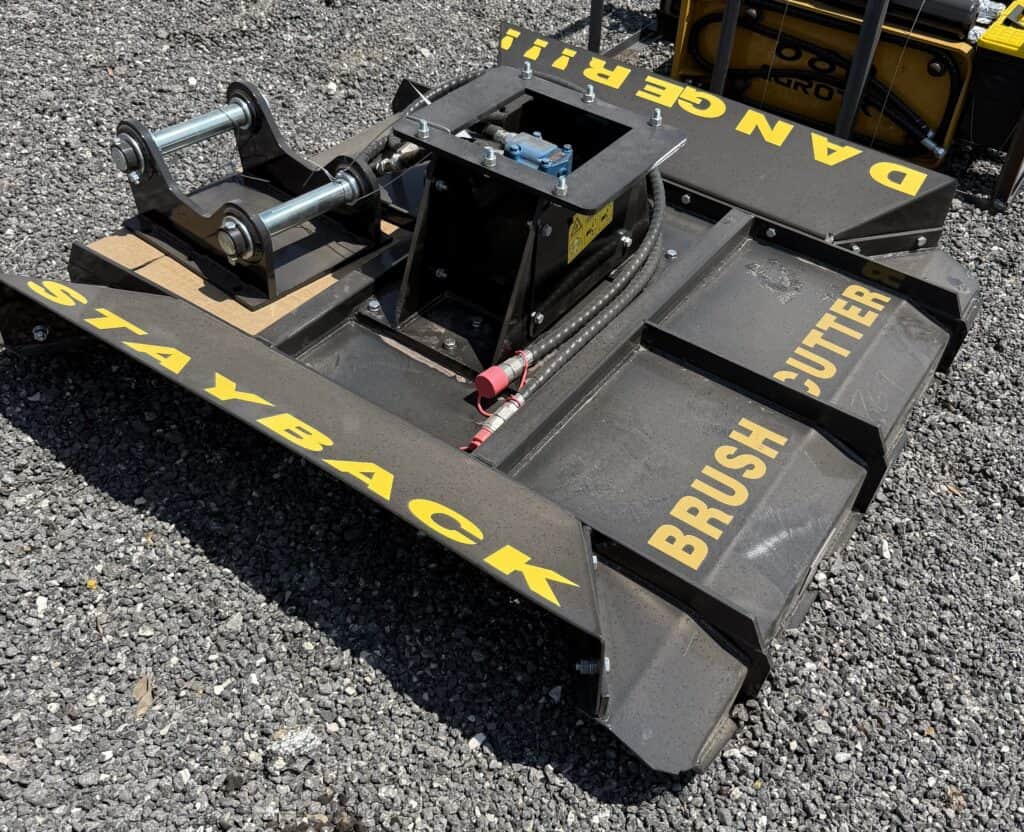 Brush cutter attachment for landscaping equipment.