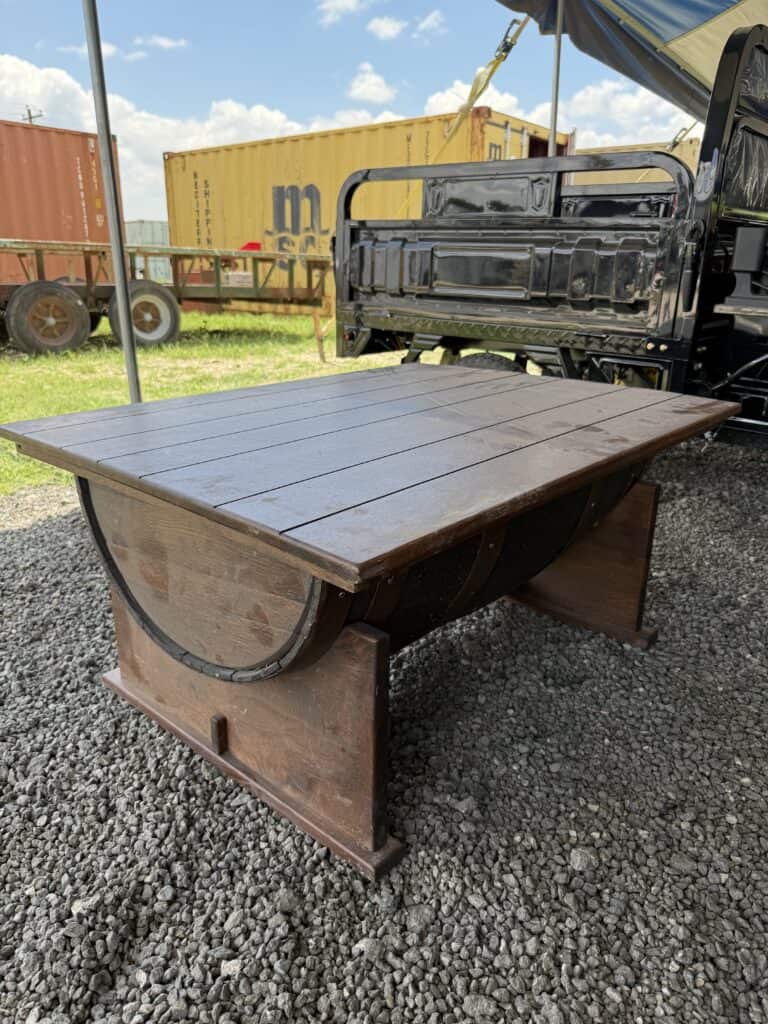 Vintage wooden table for auction at Garrett Realty & Auction.