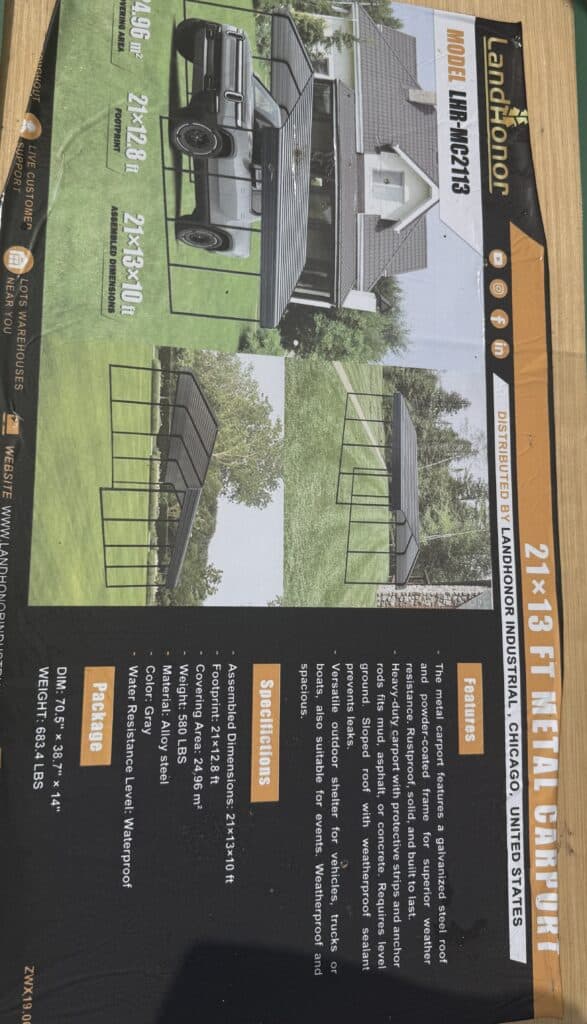 LandLawn 21x13 ft. metal patio deck for outdoor use.