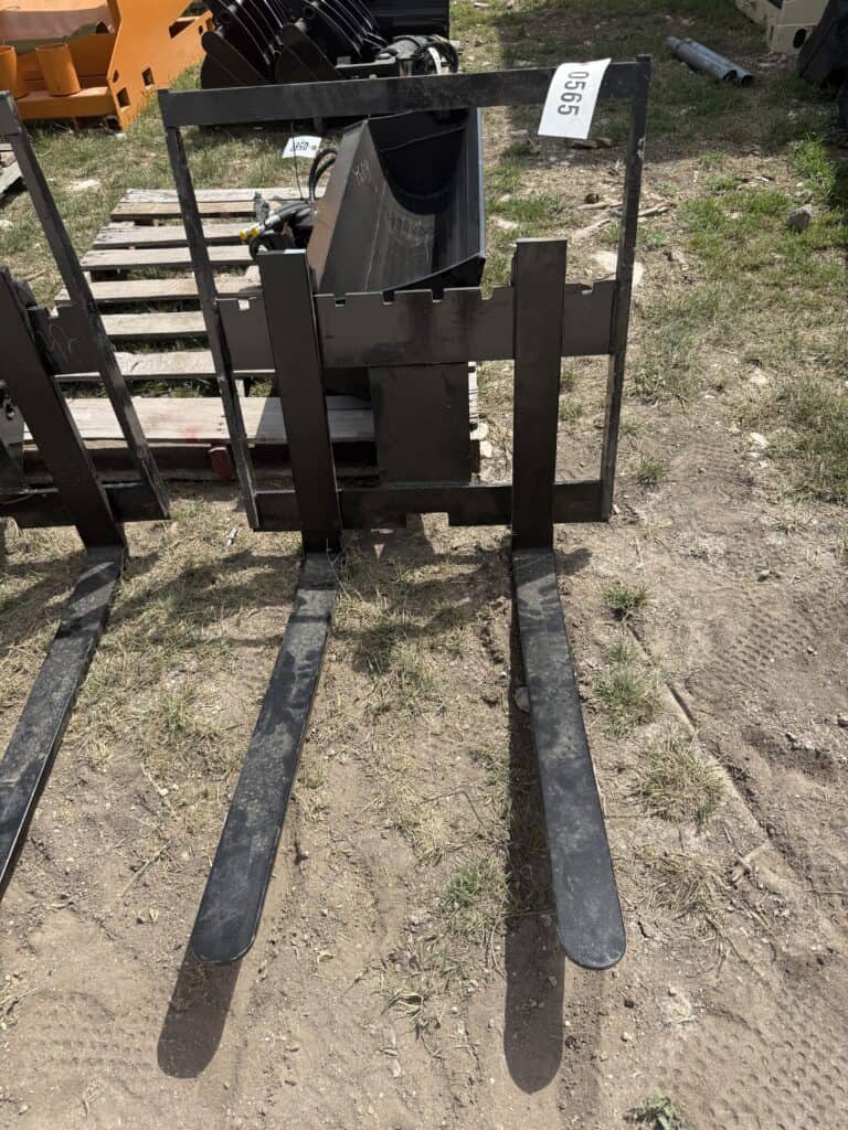 Heavy-duty forklift attachment for lifting pallets or heavy loads.