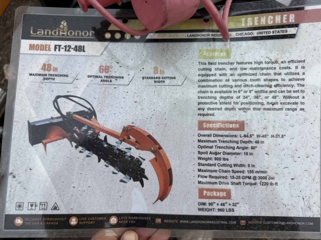LandHope Tiller Model T-124-48L for gardening and landscaping.
