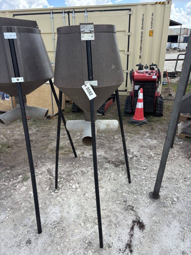 Pair of outdoor cone speakers at October 10th Consignment Auction.