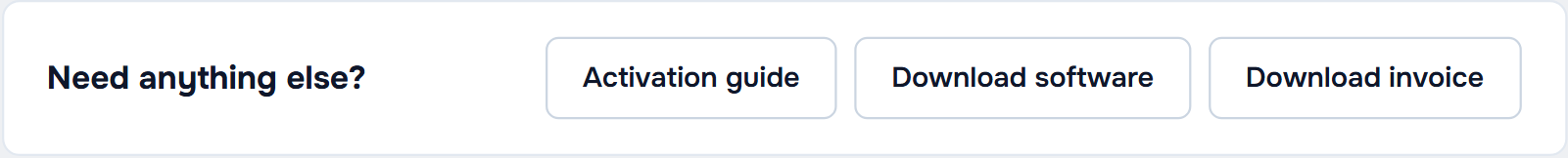 Activation guide and Download software buttons on the license page, available before you reveal the key