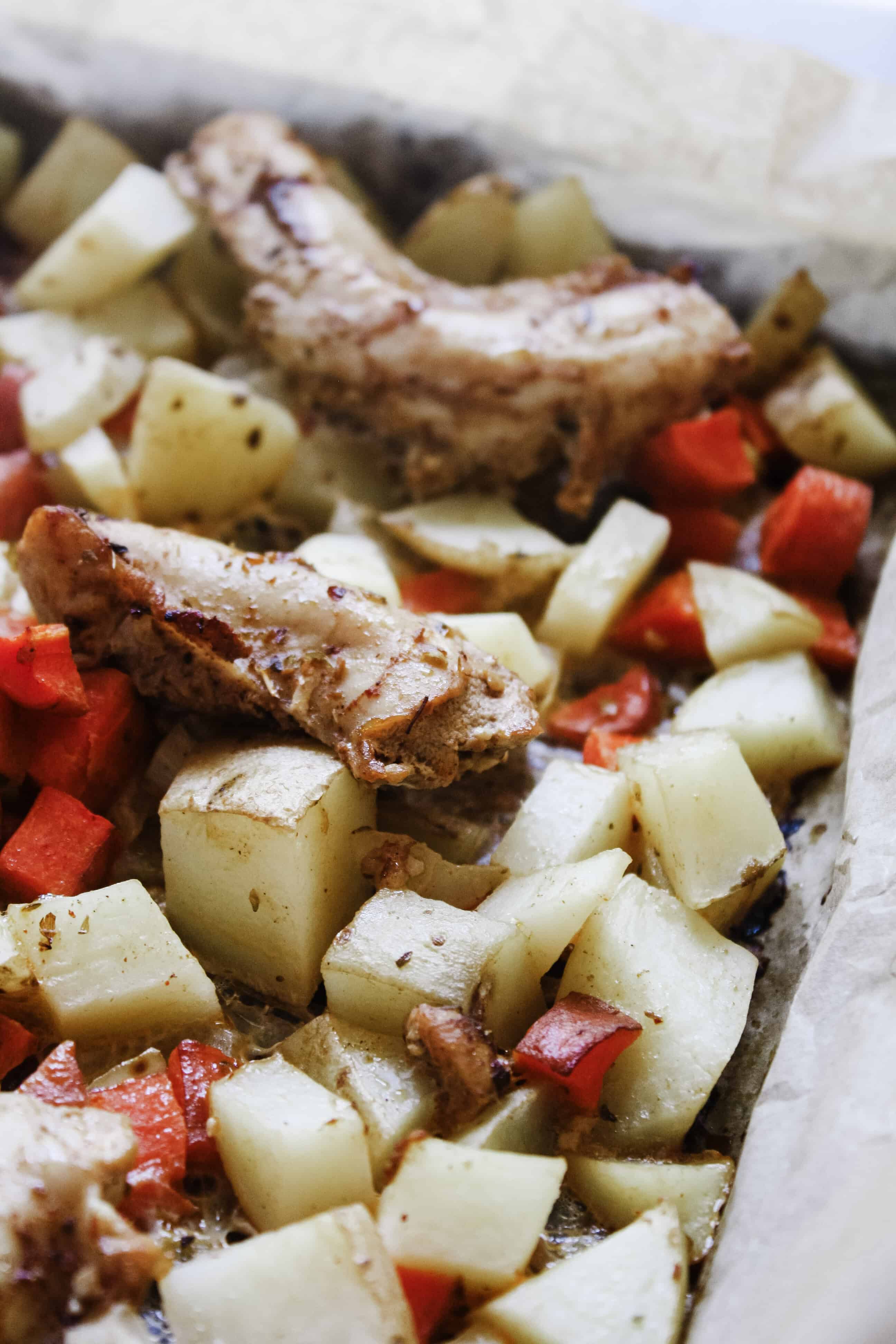 Southwest Sheet Pan Dinner with Rabbit Meat