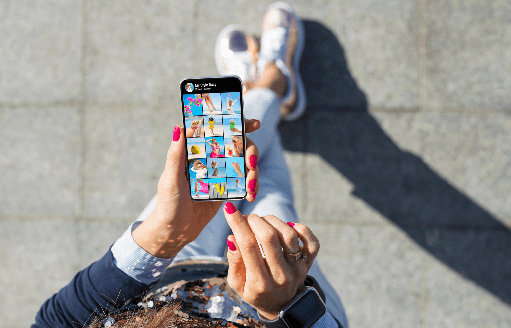 A person scrolling through their phone, exploring the digital world and engaging with online content.