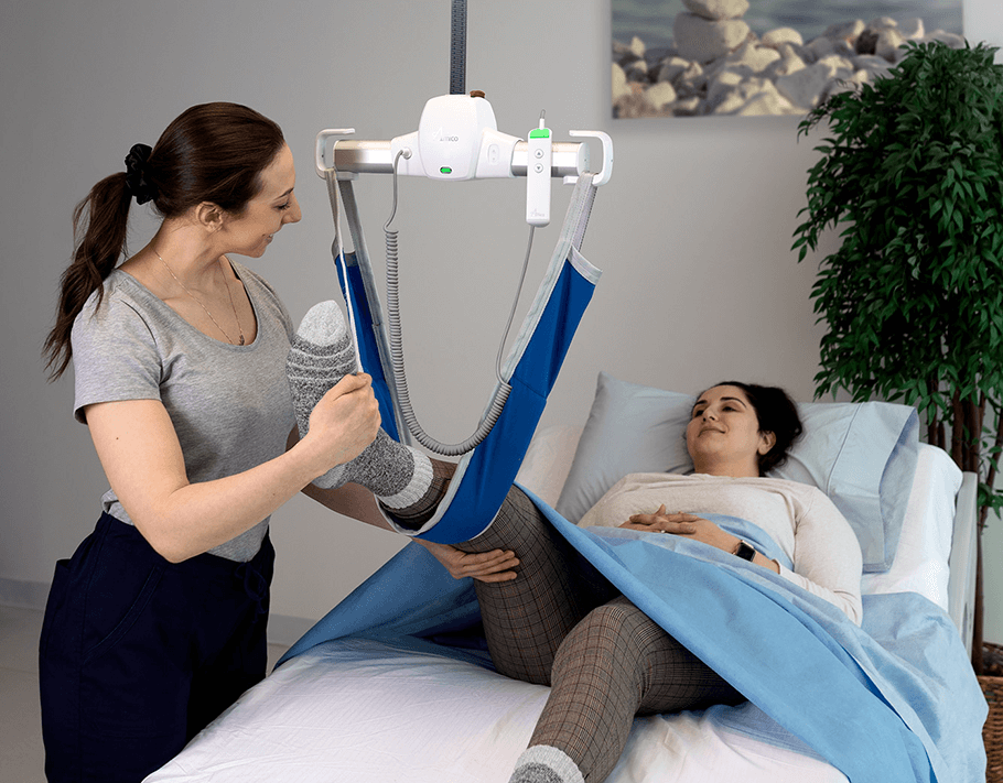 Ceiling Track Lifts for patient transfer. Residential lifts mobility solutions in DFW.