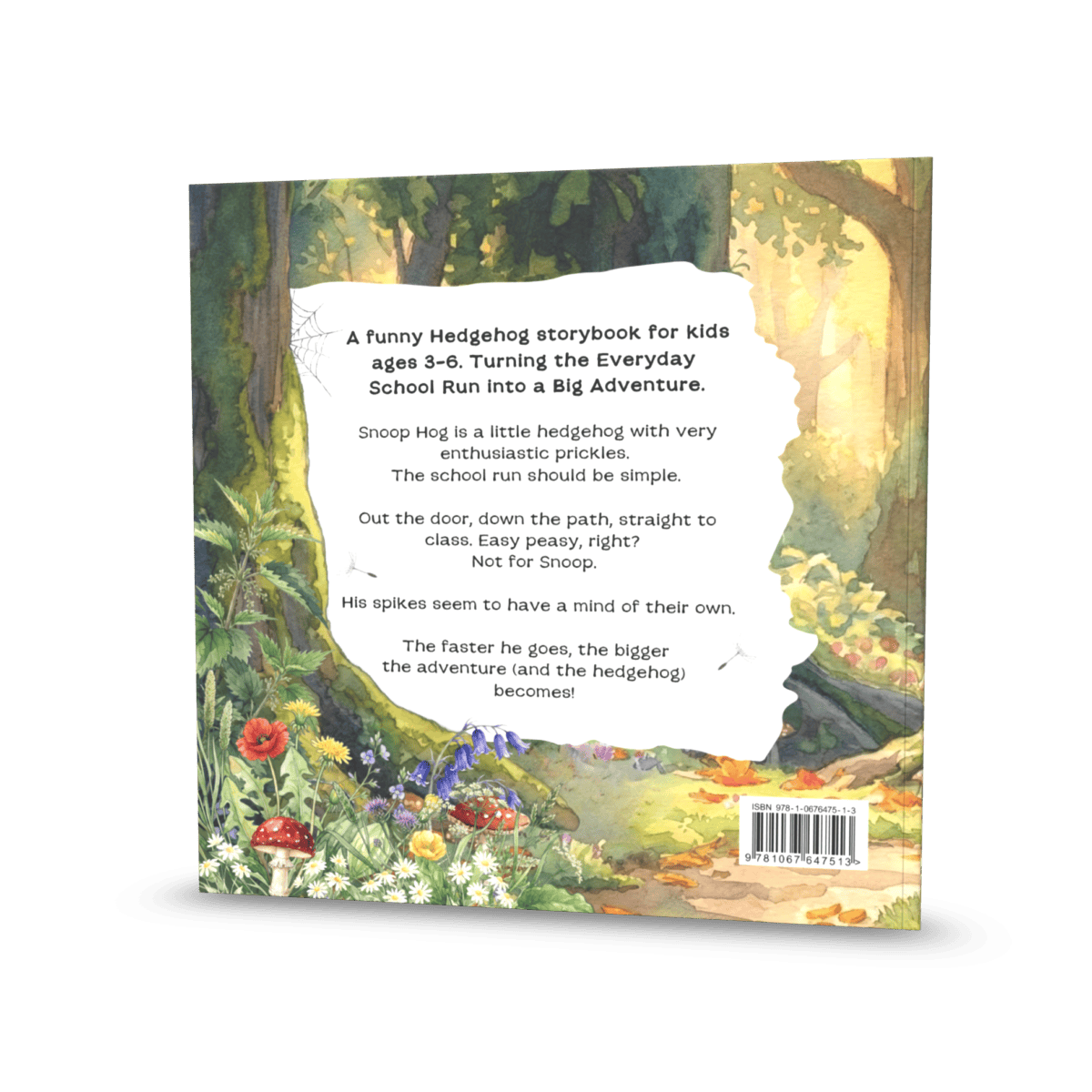 Upon a forested back cover brimming with audacious foliage and shifty mushrooms, a text box extols Snoop Hog’s epic commute; the barcode lurks below, plotting.
