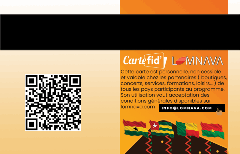 Code QR pour la carte fidélité Lomnava, partenariat mode, beauté, high-tech, concerts et billets.