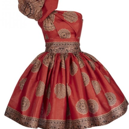 Broche robe Envolée rouge et or, bal, soirée, vintage, élégante, Événement.
