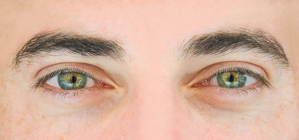 Closeup,Shot,Of,The,Man's,Eyes. | Look Natural Atlanta - Micropigmentation Clinic Close-up of male eyes with thick, well-shaped eyebrows.