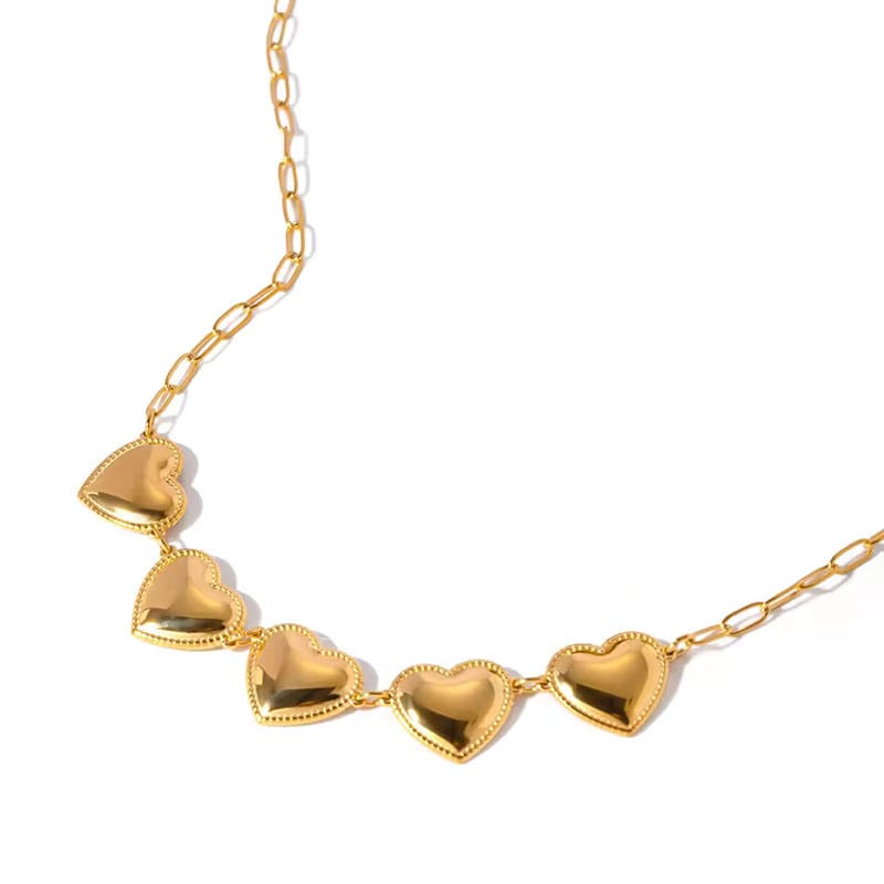 Hartjes Ketting met Goudkleurige Bedels