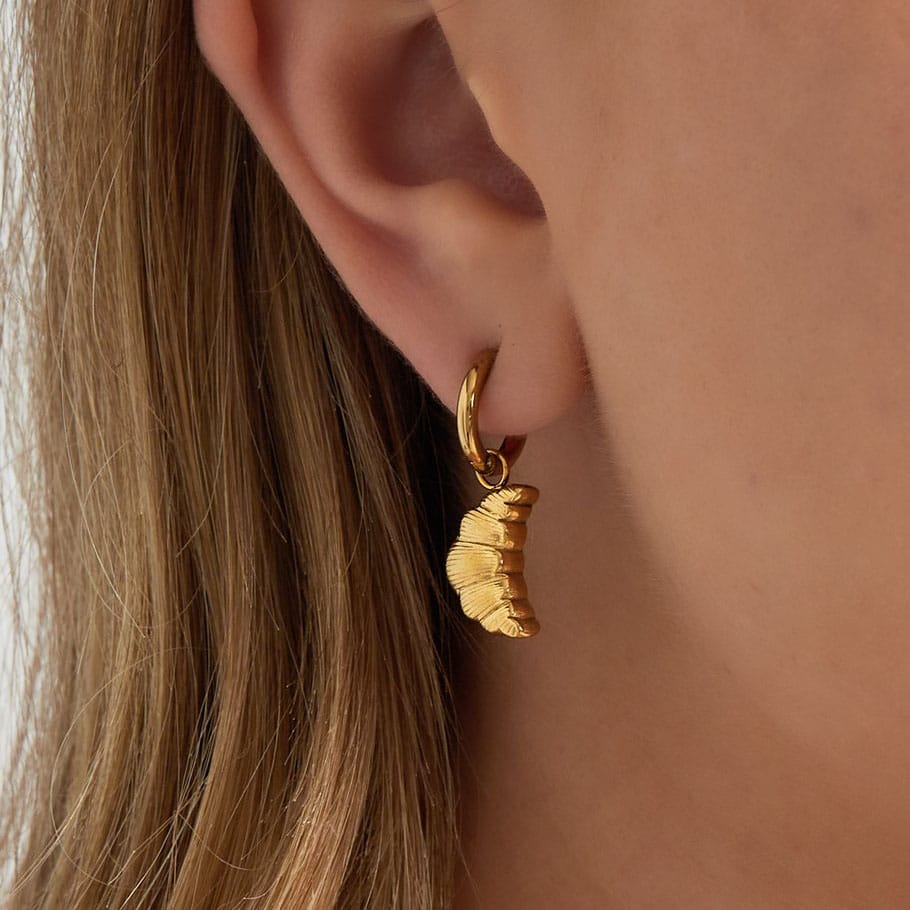 Goudkleurige Oorbellen met Croissant