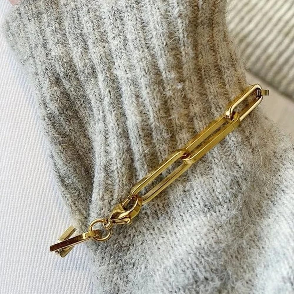 Goudkleurige paperclip armband