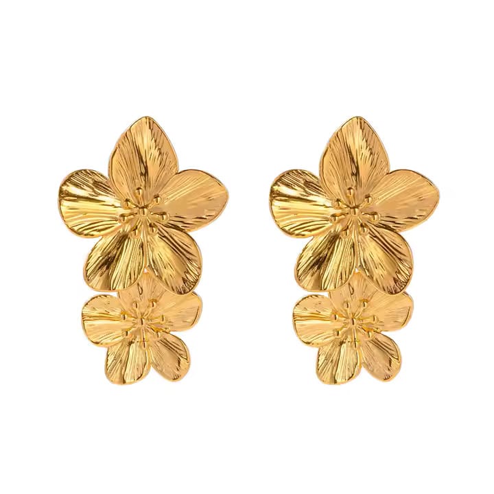Grote Goudkleurige Bloem oorbellen