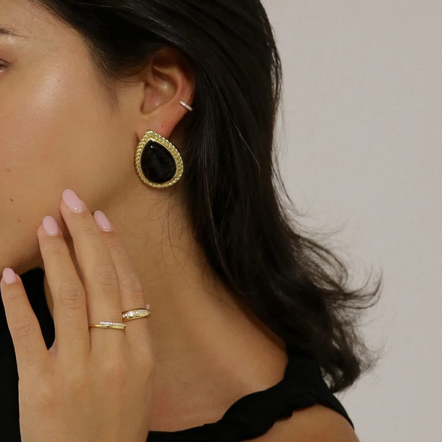 Vintage oorbellen onyx