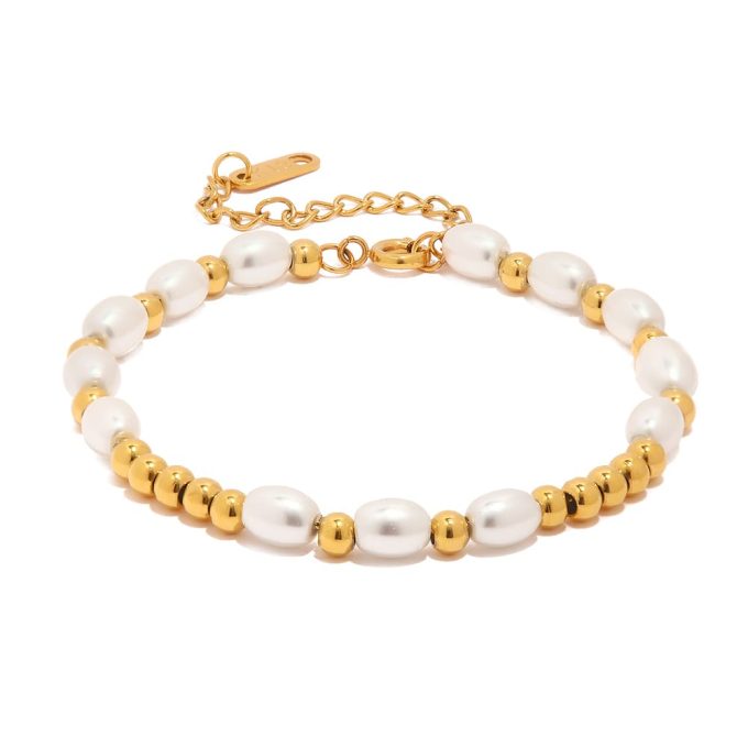 Gouden kralen armband met parels