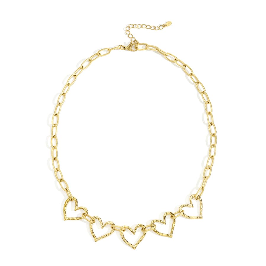 Schakelketting hartjes goud