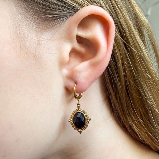 Black onyx oorbellen