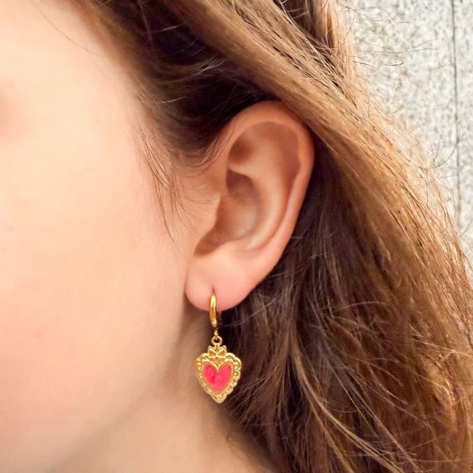 Oorbellen met Roze hartje