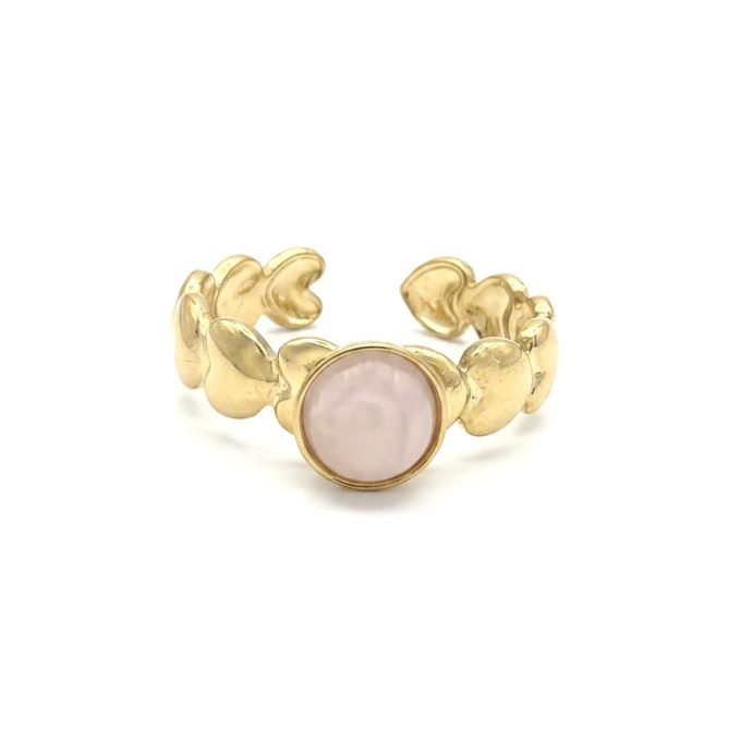 Rozenkwarts Ring met Hartjes