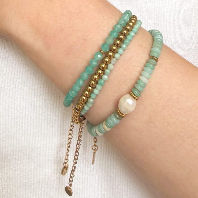 Amazoniet Armband met zoetwaterparel