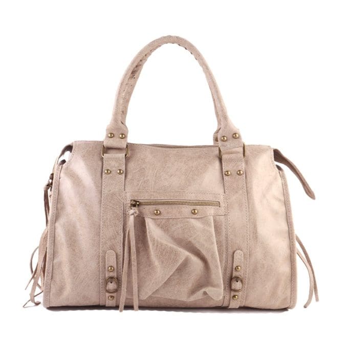 City Bag Beige Echt Leer