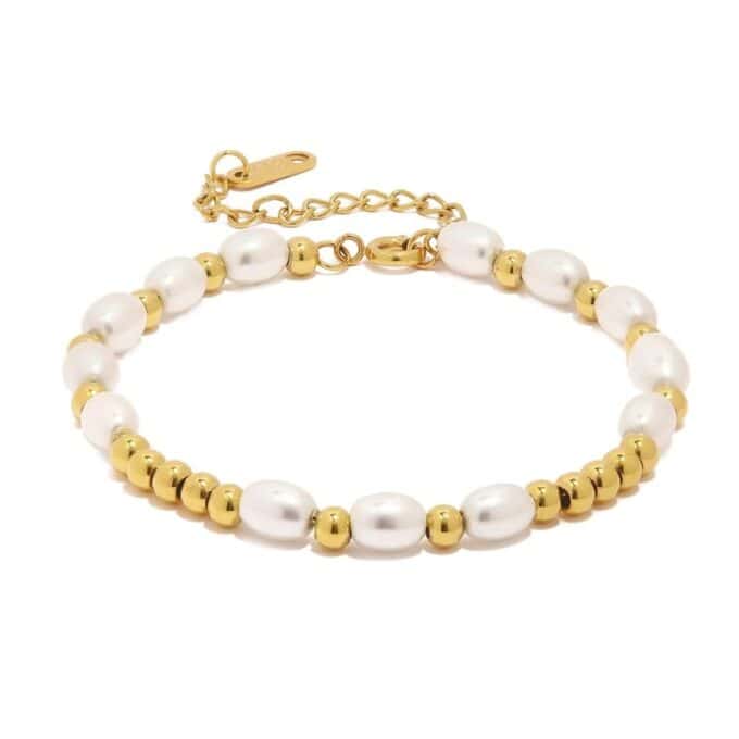 Goudkleurige kralen armband met parels