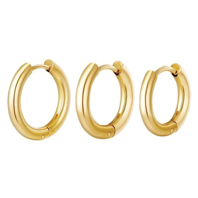 Creolen set 3 hoop oorbellen Goudkleurig