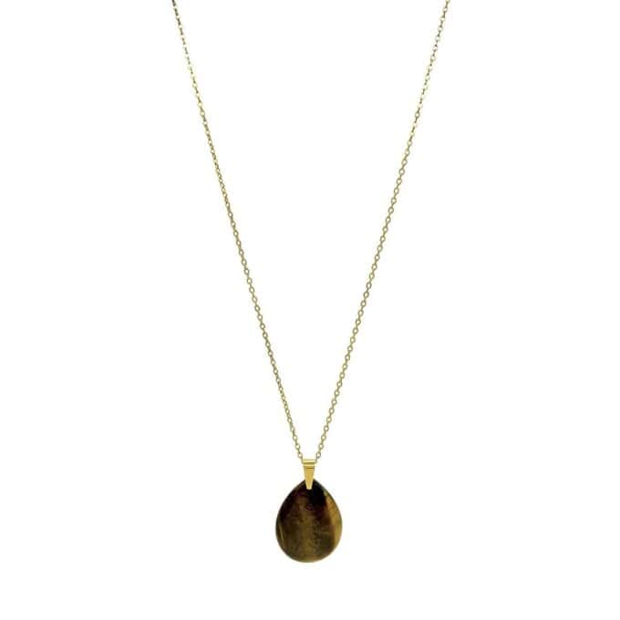 Lange Edelsteenketting met Tijgeroog hanger