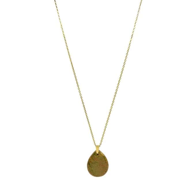 Lange Edelsteen Ketting met Unakiet Hanger