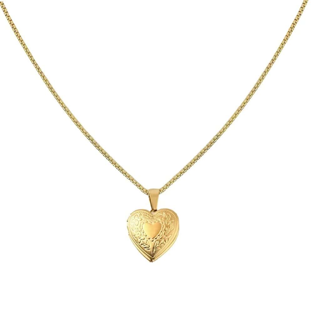 Goudkleurige Medaillonketting met hartje