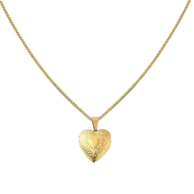 Goudkleurige Medaillonketting met hartje