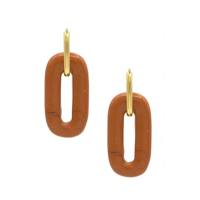 Oorbellen met Rode Jasper Ovaal
