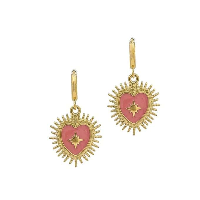 Oorbellen met Bohemian Hartje Roze