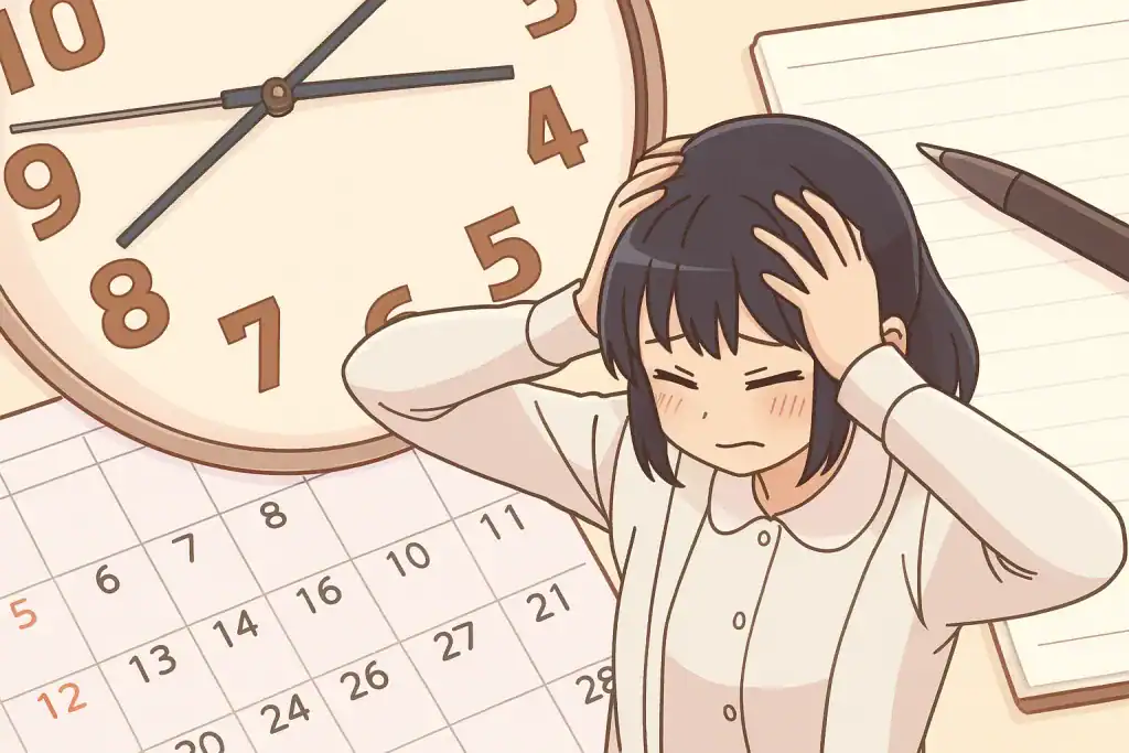 忙しさに頭を抱える女性