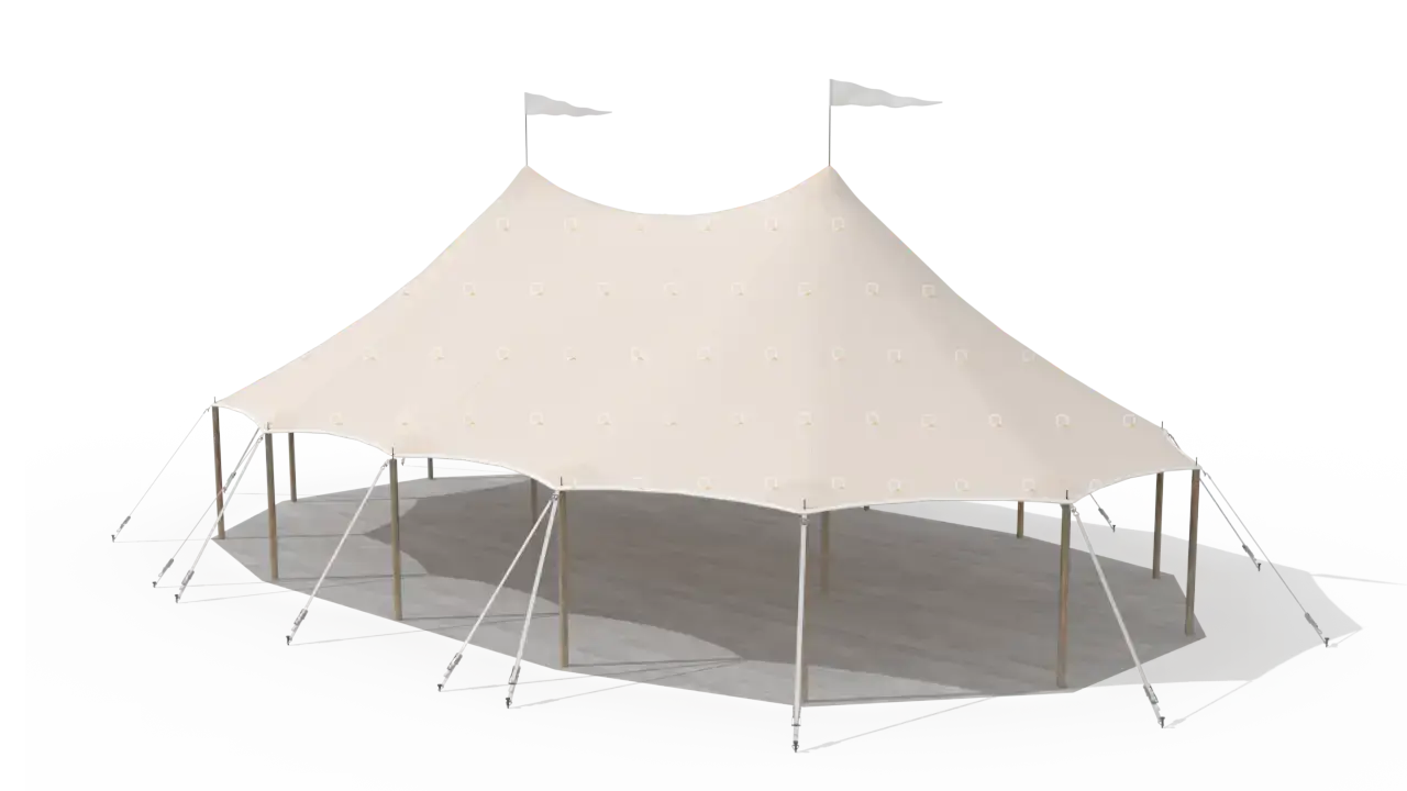 Qtents sailcloth marquee 10 x 16 m, 3D view