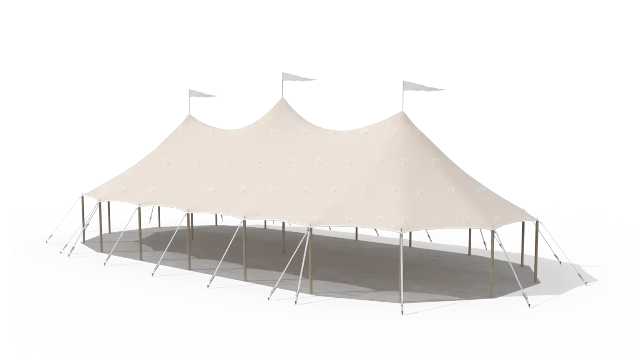 Qtents sailcloth marquee 10 x 22 m, 3D view