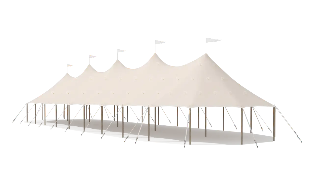Qtents sailcloth marquee 10 x 34 m, 3D view