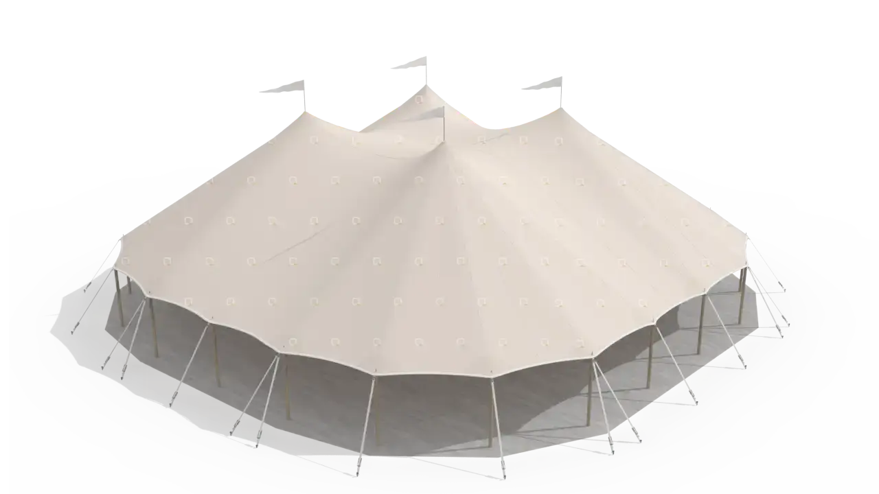 Qtents sailcloth marquee 20 x 20 m, 3D view