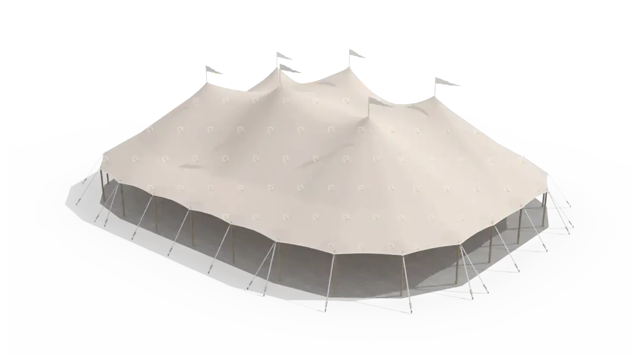Qtents sailcloth marquee 20 x 26 m, 3D view