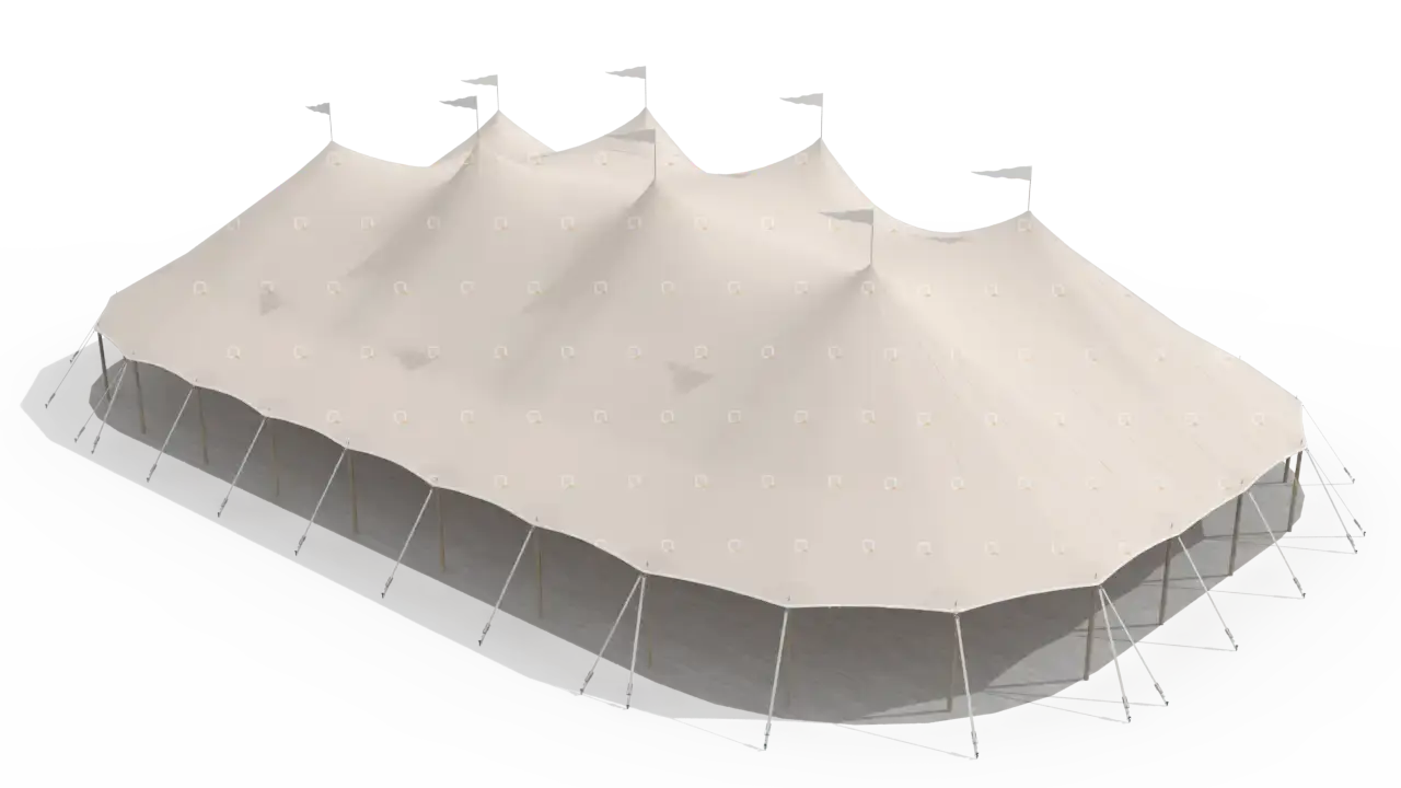 Qtents sailcloth marquee 20 x 32 m, 3D view