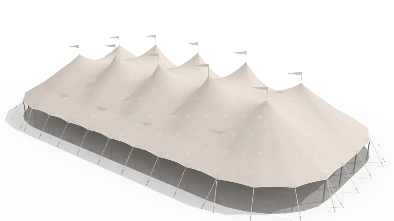 Qtents sailcloth marquee 20 x 38 m, 3D view