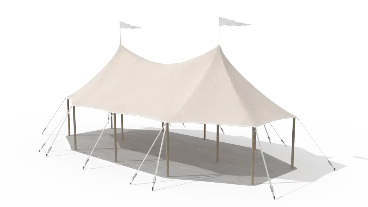 Qtents sailcloth marquee 6 x 12 m, 3D view
