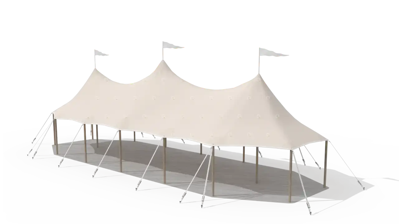 Qtents sailcloth marquee 6 x 18 m, 3D view