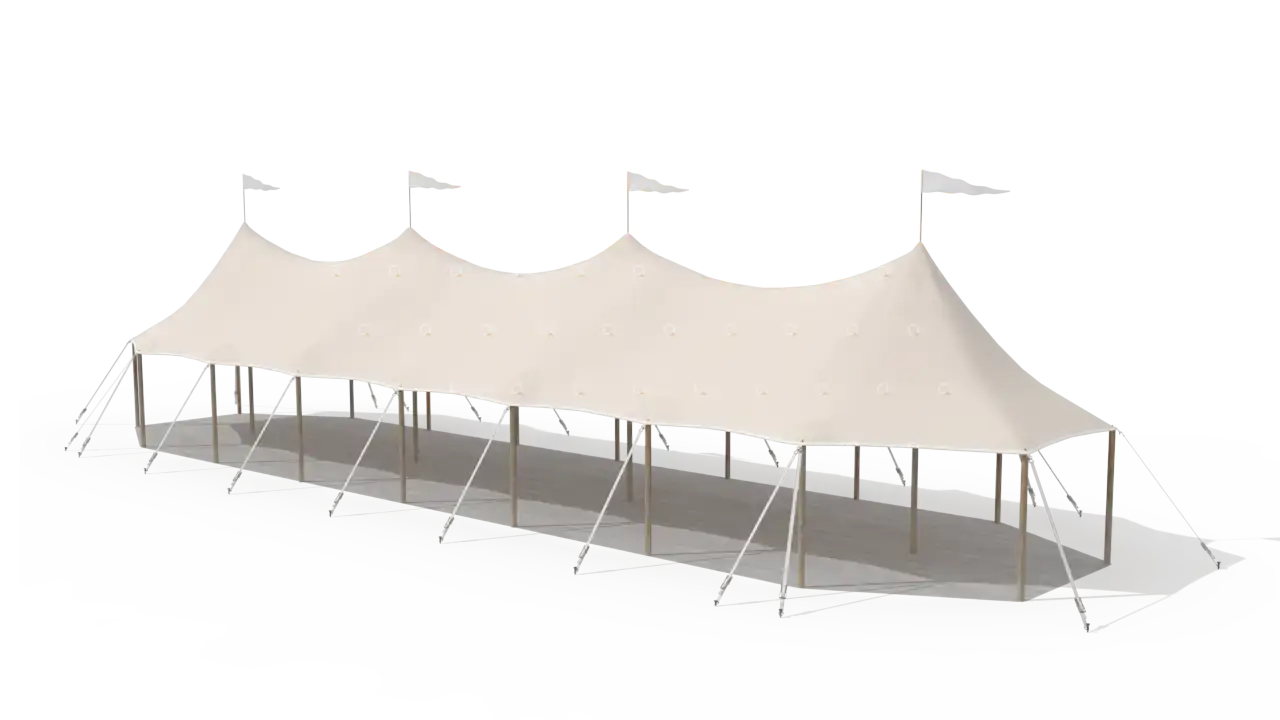 Qtents sailcloth marquee 6 x 24 m, 3D view