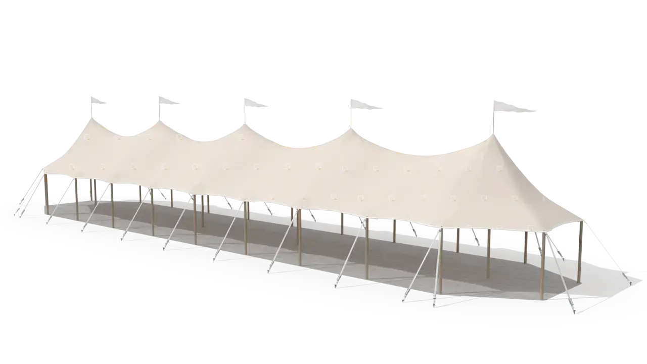 Qtents sailcloth marquee 6 x 30 m, 3D view